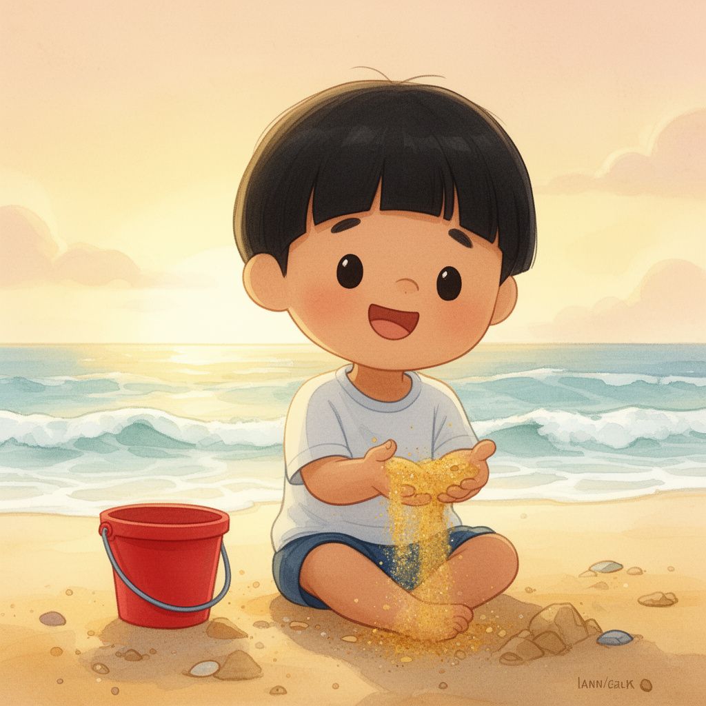 God Knows My Name: God thinks about me so much. More than all the sand on the beach! Scoop, scoop, pour. God loves me so!
