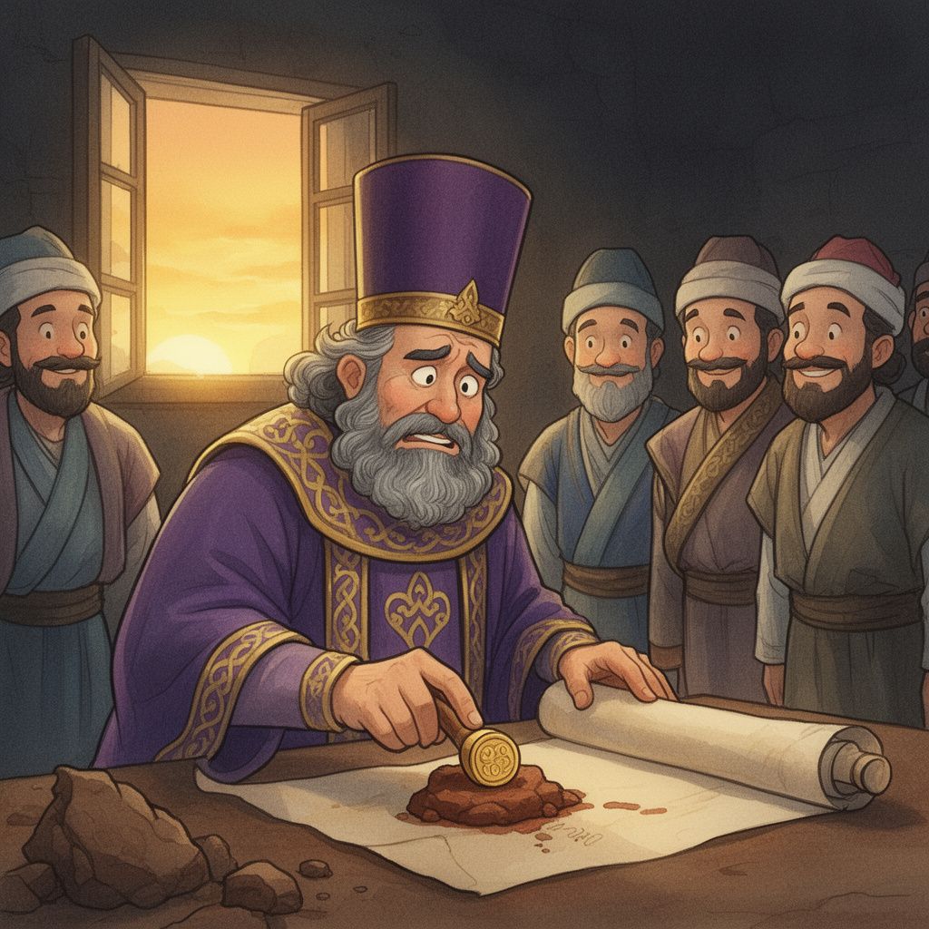 Daniel and the Lions' Den: “Now, O king, establish the ordinance and sign the document, so that it may not be changed, according to the law of the Medes and the